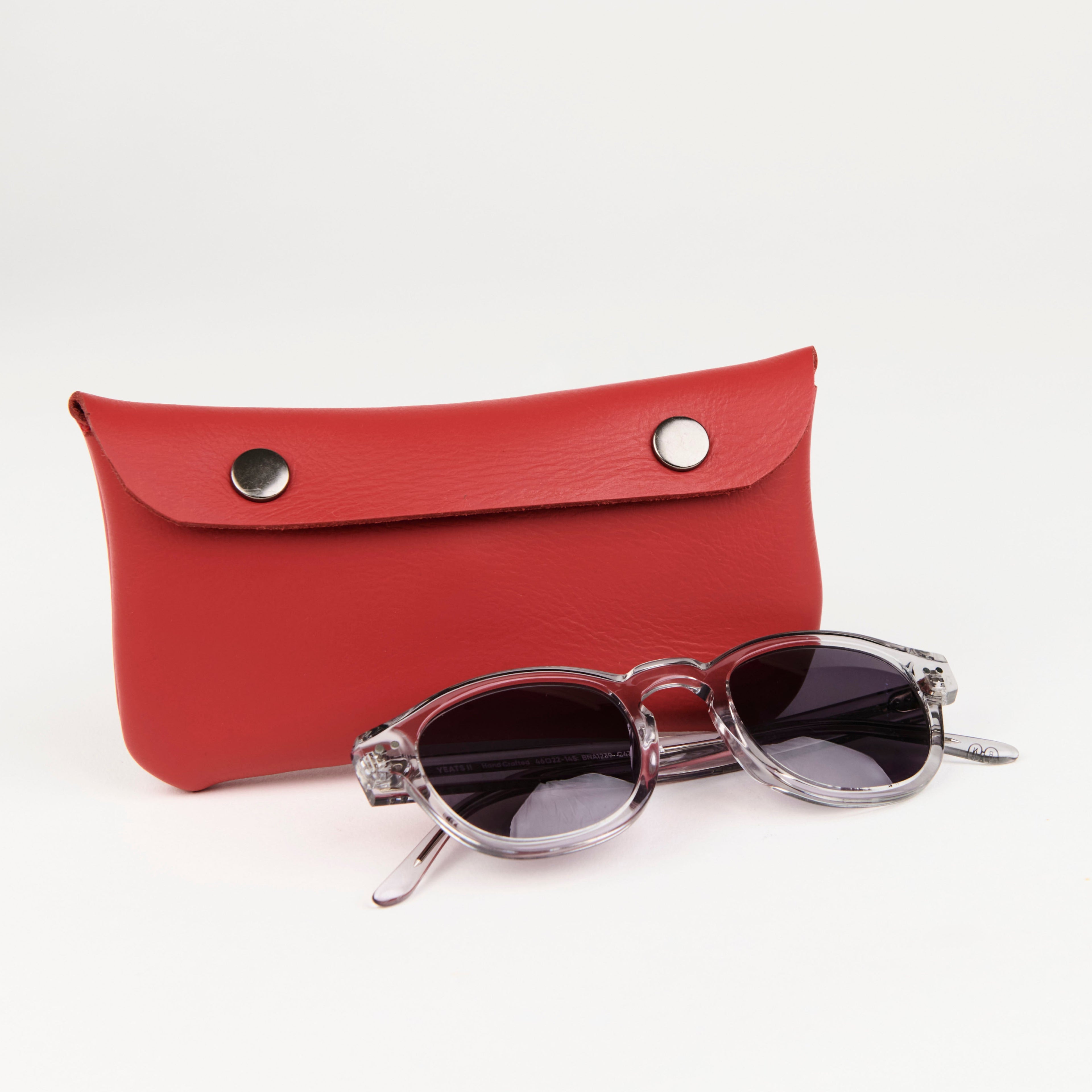 Red Leather Glasses Pouch
